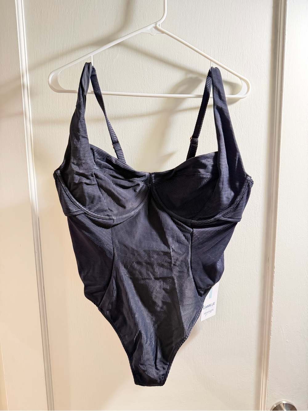 Swimsuits For All Black Ribbed One-Piece Swimsuit